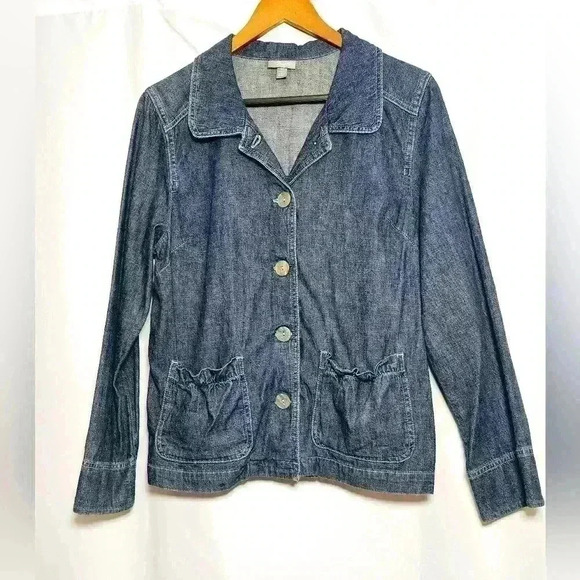 J. Jill Womens Blue Denim Babydoll Button-up 100% Cotton Jacket Size SP - Picture 3 of 8